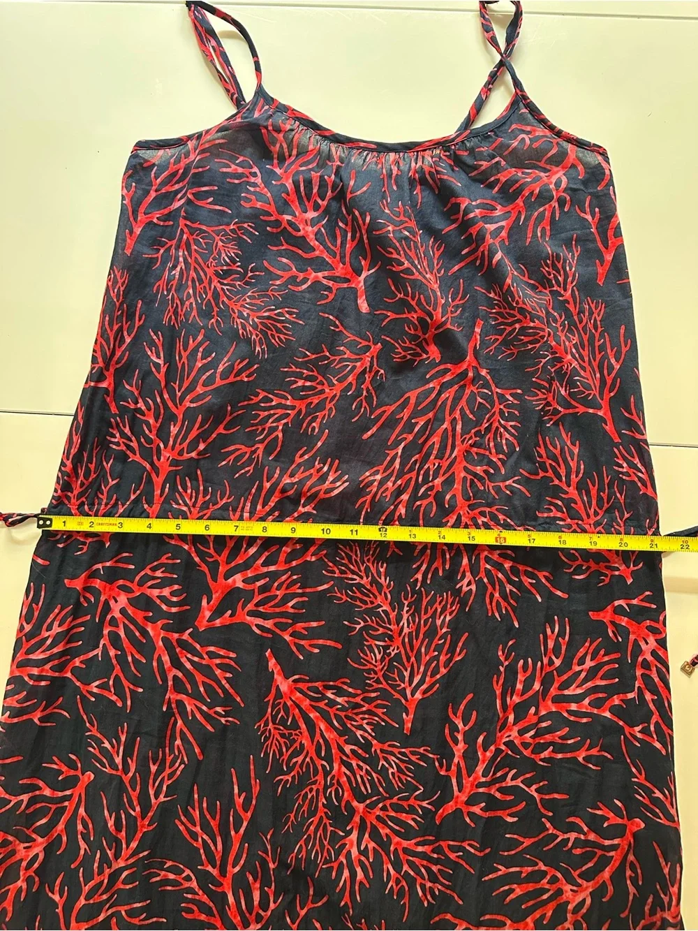 Michael Kors Coral Reef Swimsuit Coverup Maxi Dress Navy Red M/L Flawed